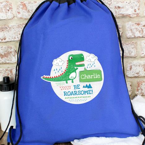 Personalised Be Roarsome Waterproof Drawstring Swim / Kit Bag Extra Image 2